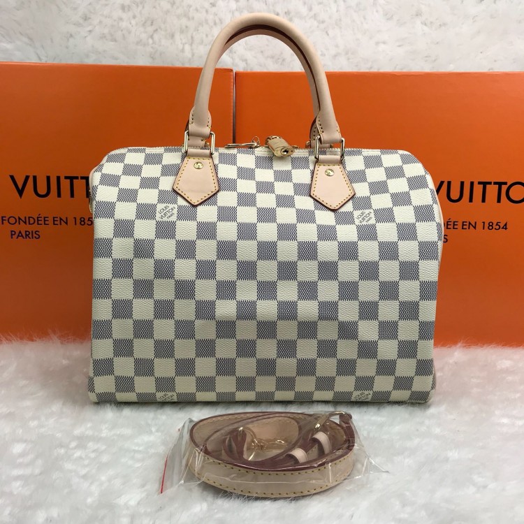 LOUİS VUİTTON SPEEDY BANDOUİLERE DAMİER AZUR 30 CM